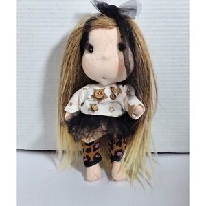 Handmade Rag Doll Jointed Movable Long Blonde Hair Tutu Dress Retro Y2K Boho